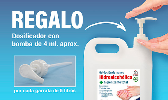 Garrafa BIO Gel higienizante con dosificador 5L
